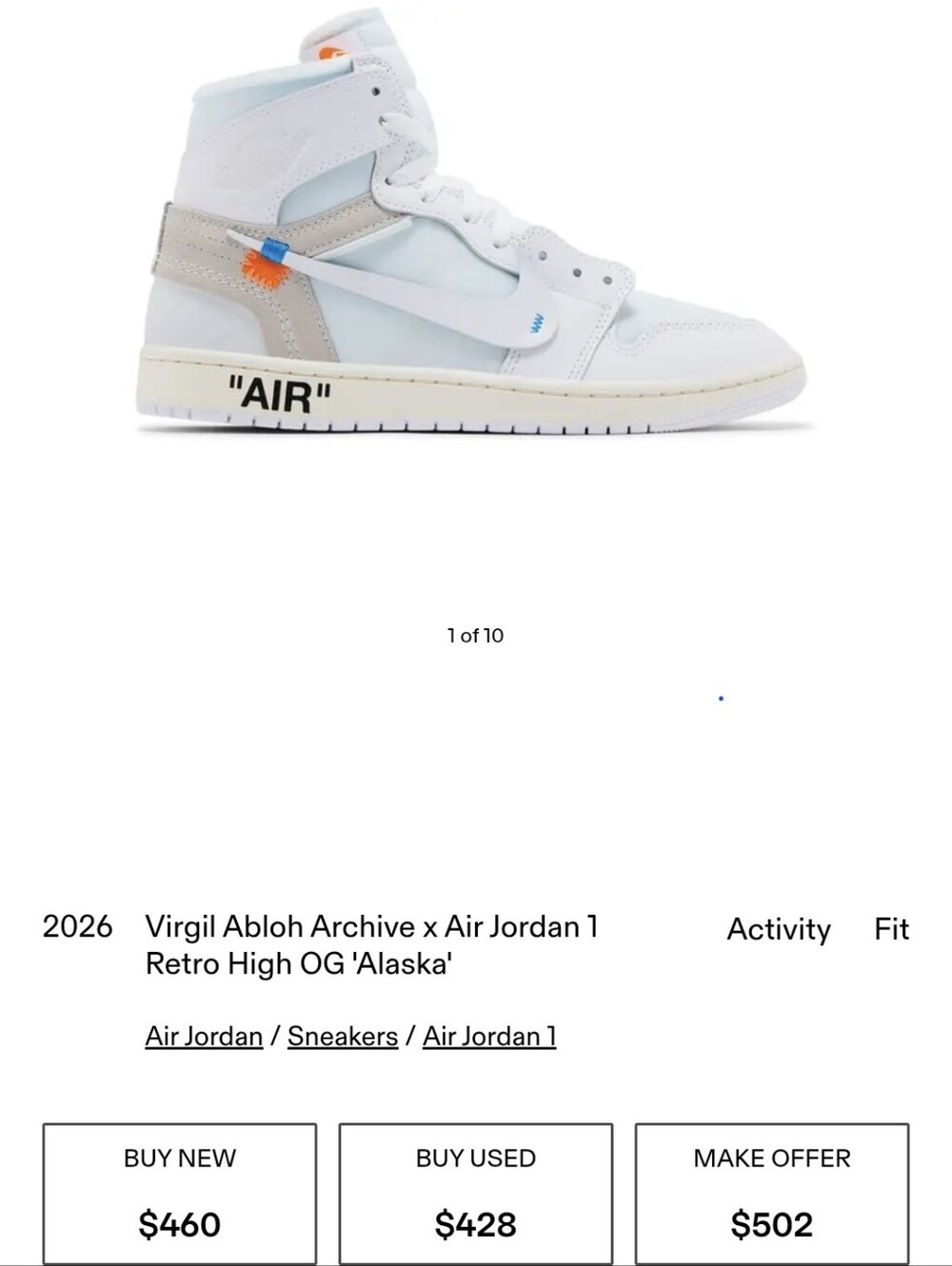 Jordan 1 Retro High Virgil Archive